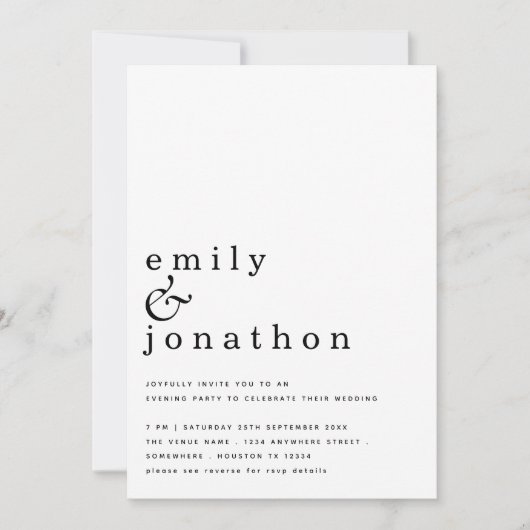 Hochzeitscodierung für Minimalistischen Text QR Co Einladung (Vorderseite)