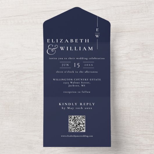 Hochzeitscodierung für Minimalistisches Monogramm All In One Einladung (Innen Boden)