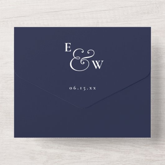 Hochzeitscodierung für Minimalistisches Monogramm All In One Einladung (Rückseite)