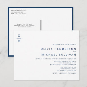 Hochzeitscodierung für Minimalistisches Monogramm Einladungspostkarte