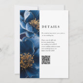 Hochzeitscodierung für Navy Blue Elegant Einladung (Rückseite)
