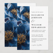 Hochzeitscodierung für Navy Blue Elegant Einladung (Vorne/Hinten)
