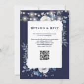 Hochzeitscodierung für Navy Blue Floral String Lig Einladung (Rückseite)