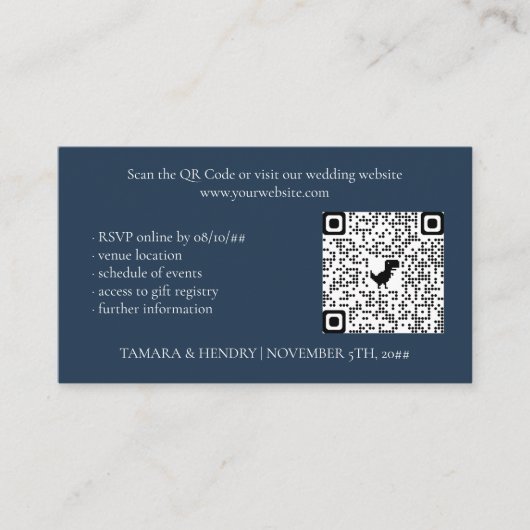 Hochzeitscodierung für Navy Blue Online UAWG QR Begleitkarte (Vorderseite)