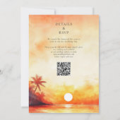 Hochzeitscodierung für Strandfarben-Orange-Sunset- Einladung (Rückseite)