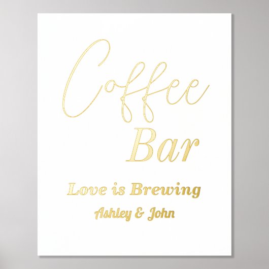 Hochzeitscoffee Bar Gold White Foliendrucke (Vorderseite)