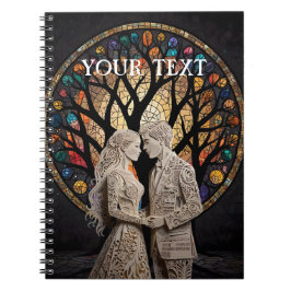 Hochzeitscouch & Baum des Lebens Weinkultur und Ta Notizblock