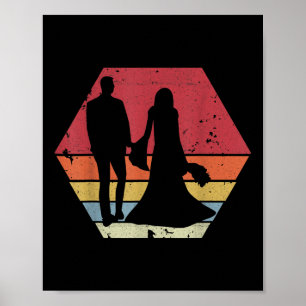 Hochzeitscouch Vintag Retro Sunset Bride Groom Re Poster