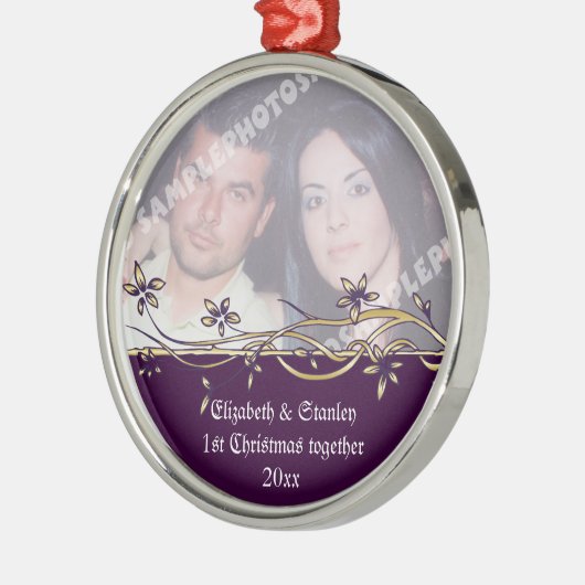 Hochzeitscoulis 1. Weihnachtsdekoration des Fotos Ornament Aus Metall (Links)