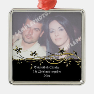 Hochzeitscoulis 1. Weihnachtsdekoration des Fotos Silbernes Ornament