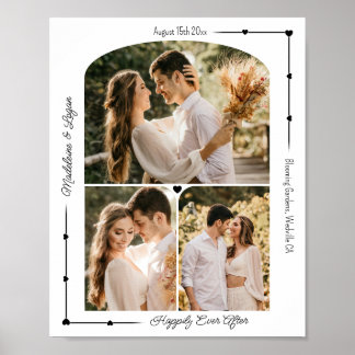 Hochzeitscoupe Custom Foto Collage Moderne Herzen Poster