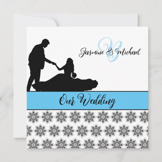 Hochzeitscoupe Damask Einladung (Vorderseite)