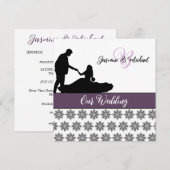 Hochzeitscoupe Damask Einladung (Vorne/Hinten)