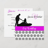 Hochzeitscoupe Damask Einladung (Vorne/Hinten)