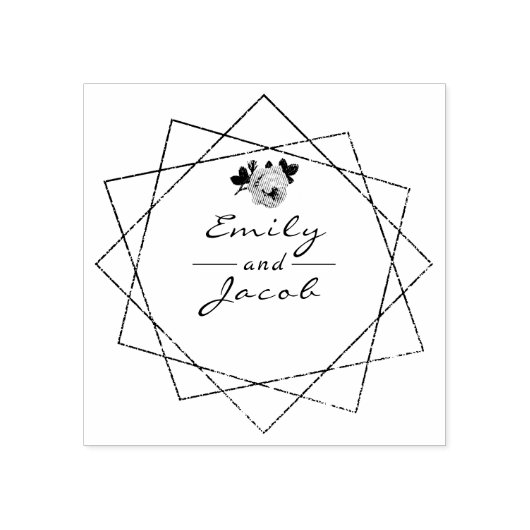 Hochzeitscoupel - Floral Geometrische Kunst Gummistempel (Prägung)