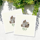 Hochzeitscoupel Foto Green Monogram hinzufügen Serviette