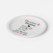 Hochzeitscouple Bride Groom Niedliches Strichmännc Pappteller (Schrägansicht)