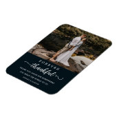 Hochzeitscouple-Foto für immer Dankbares Drehbuch Magnet (Linke Seite)