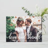 Hochzeitscouple Foto Kraft Liebe und Dankerkarte Einladung (Stehend Vorderseite)