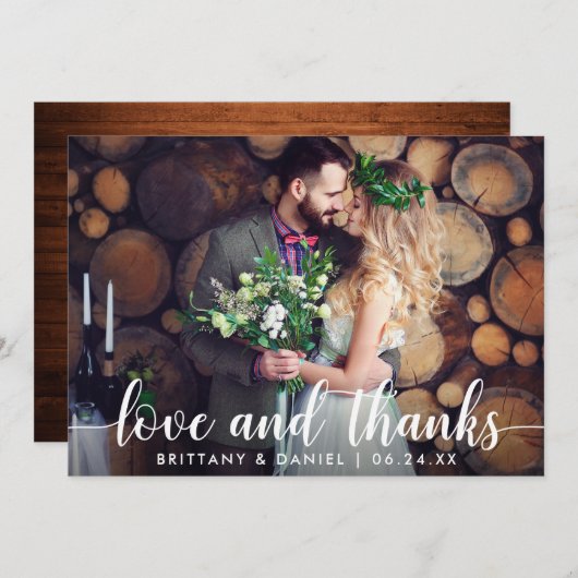 Hochzeitscouple Foto Liebe und Dankerkarte Einladung (Vorne/Hinten)