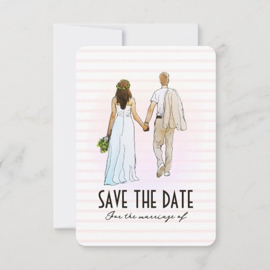 Hochzeitscouple Illustration Save the Date Card (Vorderseite)