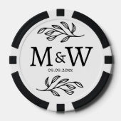 Hochzeitscouple Monogram Date Elegant Botanical Pokerchips (Vorderseite)