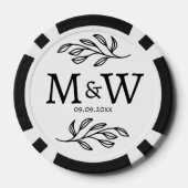 Hochzeitscouple Monogram Date Elegant Botanical Pokerchips (Rückseite)