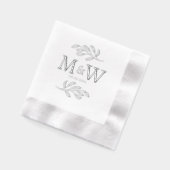 Hochzeitscouple Monogram Date Elegant Botanical Servietten Mit Folie (Links)