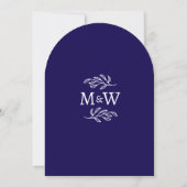 Hochzeitscouple Monogram Initials Navy Blue Arch Einladung (Rückseite)