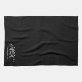 Hochzeitscouples Initial Script Monogram Black Geschirrtuch (Horizontal)