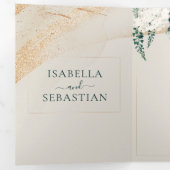 Hochzeitscreme Alles in einem Set Smaragdgrüne Ros Dreifach Gefaltete Einladung (Innen Erste Seite)