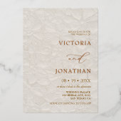 Hochzeitscreme Ivory Folieneinladung (Vorderseite)