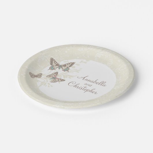 Hochzeitscreme mit 3 Tinten Pappteller (Schrägansicht)