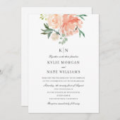 Hochzeitscreme mit weichem Pfirsichfarben Einladung (Vorne/Hinten)