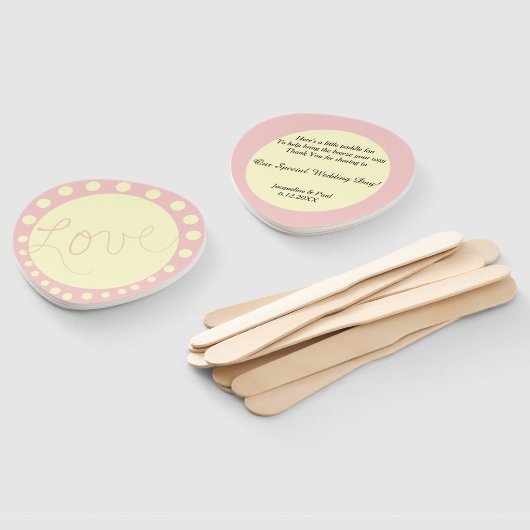 Hochzeitscreme Polka Dots Personalisiert Fächer (Non-assembled)