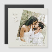 Hochzeitscreme Rette unseren Date Gold Text Magneteinladung (Vorne/Hinten)