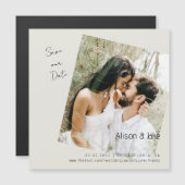 Hochzeitscreme Rette unseren Date Square Magneteinladung (Vorne/Hinten)