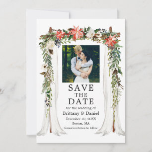 Hochzeitsdach Wasserfarbe Weihnachtsstern Florale  Save The Date