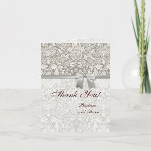Hochzeitsdamast Vintage Weiß Hochzeit Alte Spitze Dankeskarte