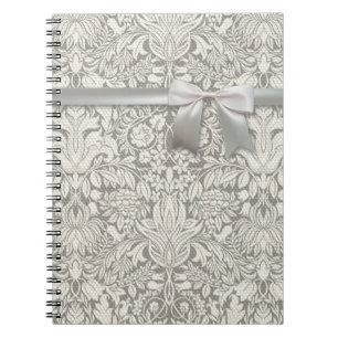 Hochzeitsdamast Vintage Weiß Hochzeit Alte Spitze Notizblock
