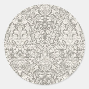 Hochzeitsdamast Vintage Weiß Hochzeit Alte Spitze Runder Aufkleber
