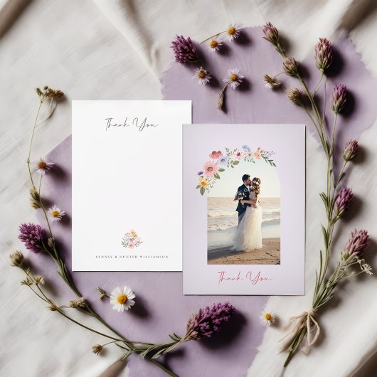 Hochzeitsdanken Arch Foto Wildblumen Dankeskarte