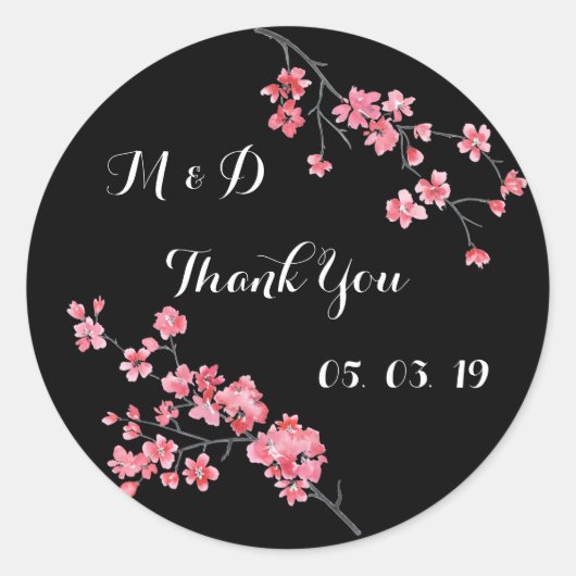 Hochzeitsdanken, Blumenwasserfarbe, personalisiert Runder Aufkleber (Vorderseite)