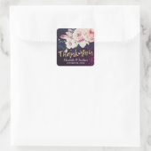 Hochzeitsdanken Boho Blumenather Lila Licht Quadratischer Aufkleber (Tasche)