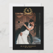 Hochzeitsdanken: Botanisches Black Gold Foto Dankeskarte (Vorderseite)