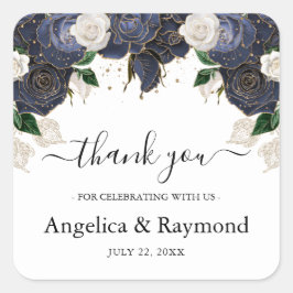 Hochzeitsdanken der Marine und des Weißen Elegante Quadratischer Aufkleber