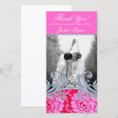 Hochzeitsdanken: Floral Lace Blume Glitzer Dankeskarte (Vorne/Hinten)