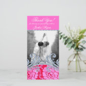 Hochzeitsdanken: Floral Lace Blume Glitzer Dankeskarte (Stehend Vorderseite)