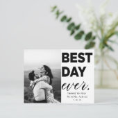 Hochzeitsdanken Foto Bester Tag je Postkarte (Stehend Vorderseite)