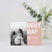 Hochzeitsdanken Foto Bester Tag je Postkarte (Stehend Vorderseite)